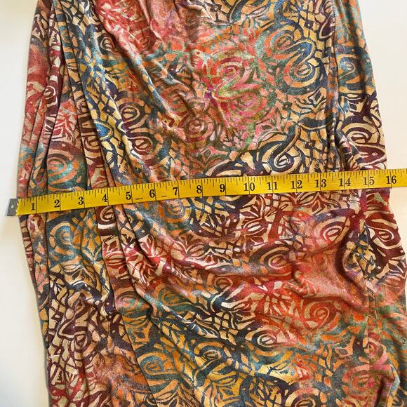 Peruvian Connection Savannah Dress Womens Medium Ruched Faux Wrap Midi Cocktail - Picture 12 of 12